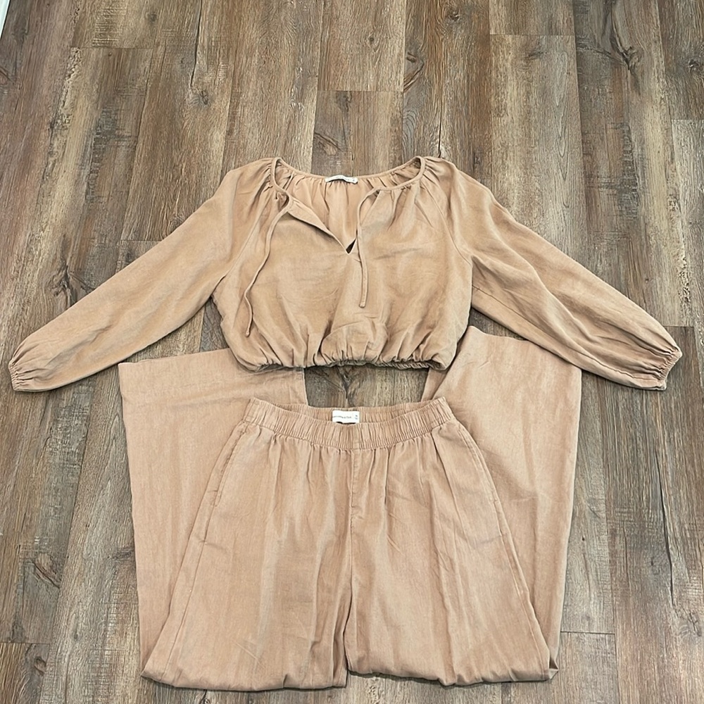 Two piece linen outfit set